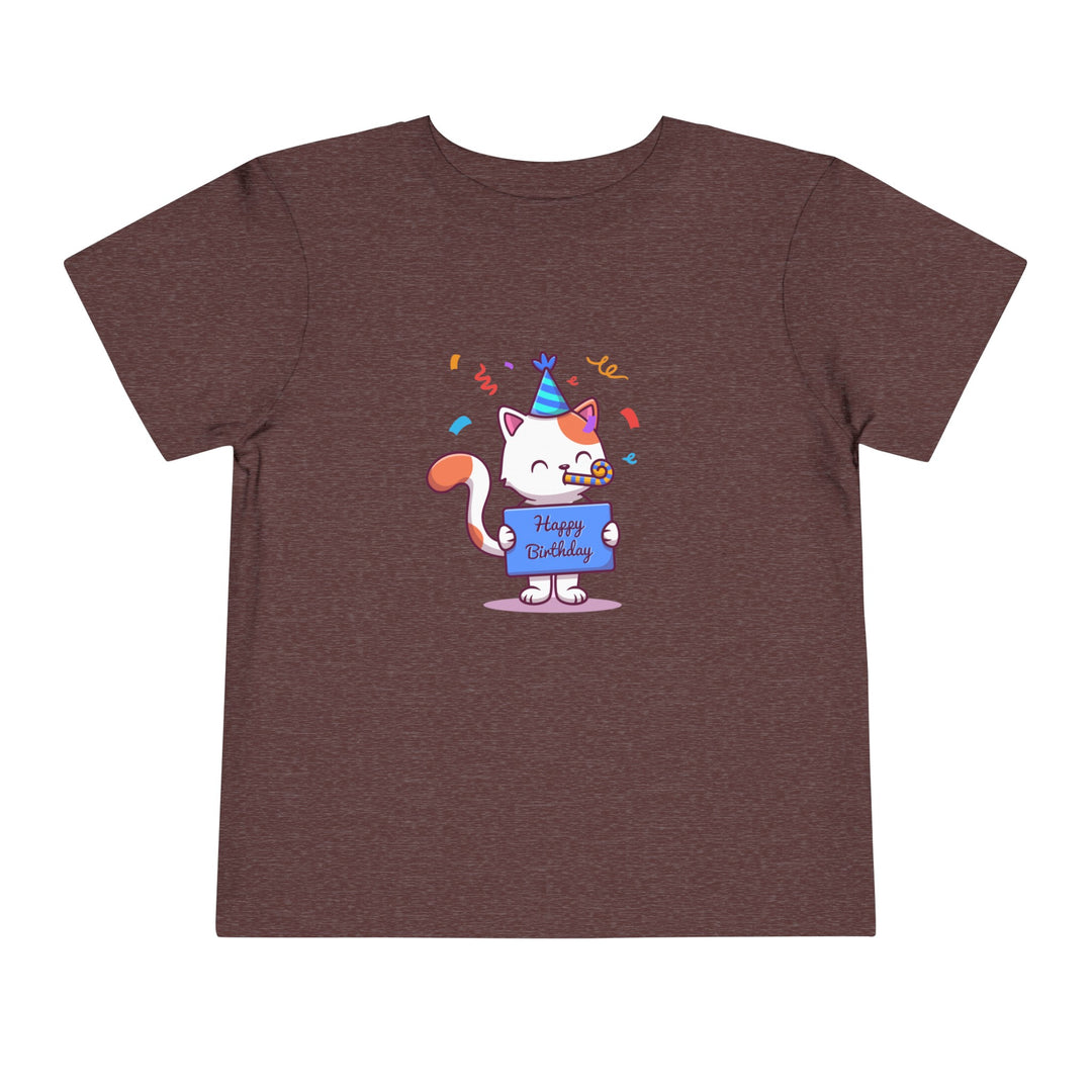 Birthday Celebration Cat Toddler Tee- Happy Little Kitty