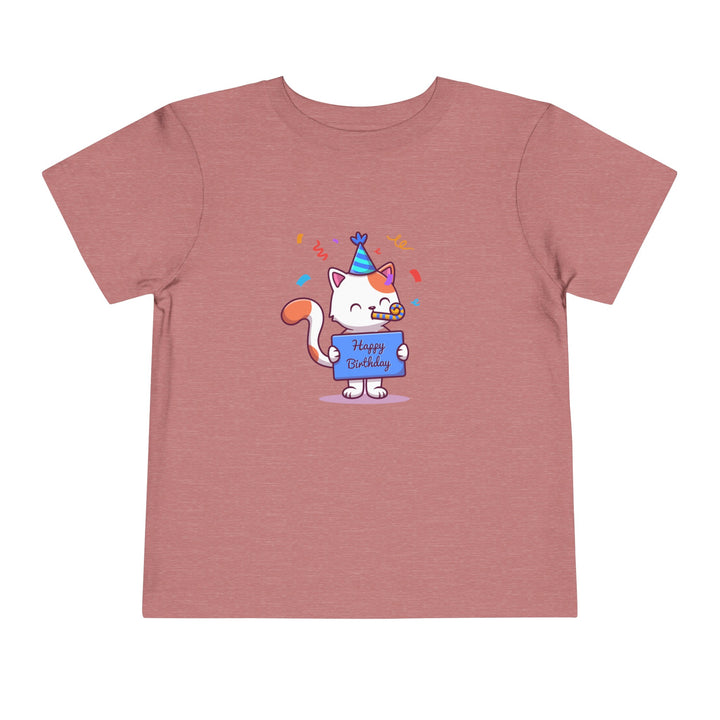 Birthday Celebration Cat Toddler Tee- Happy Little Kitty