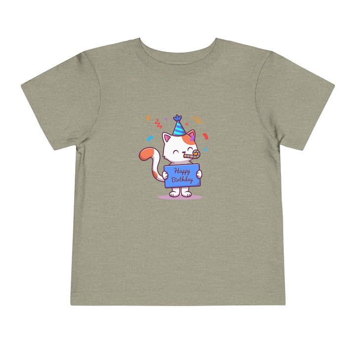 Birthday Celebration Cat Toddler Tee- Happy Little Kitty