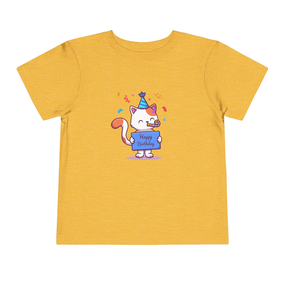 Birthday Celebration Cat Toddler Tee- Happy Little Kitty