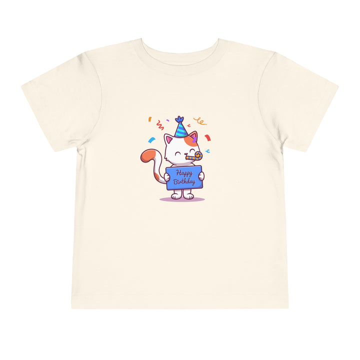 Birthday Celebration Cat Toddler Tee- Happy Little Kitty