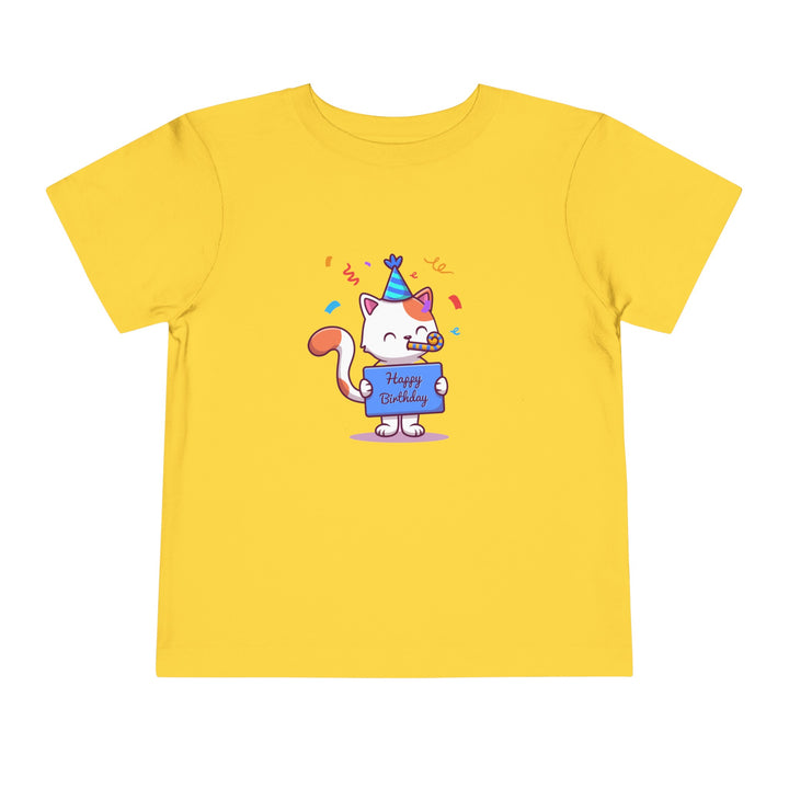 Birthday Celebration Cat Toddler Tee- Happy Little Kitty