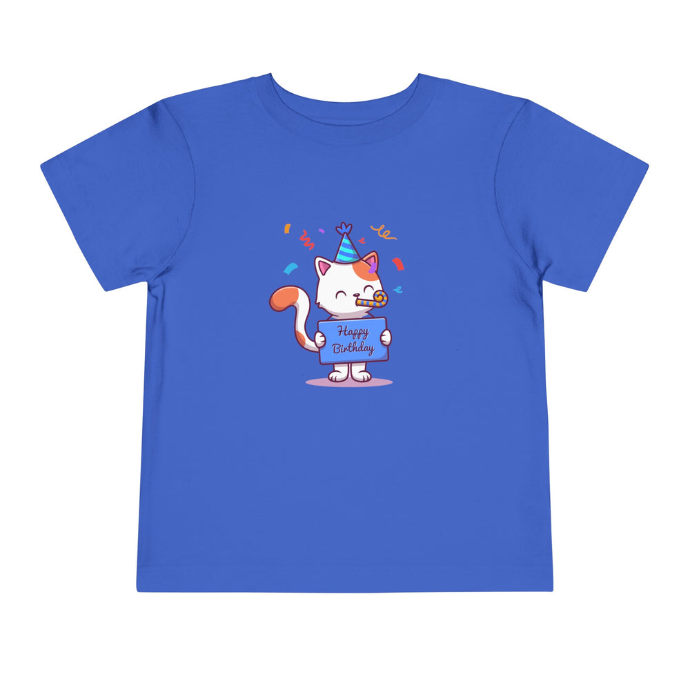 Birthday Celebration Cat Toddler Tee- Happy Little Kitty