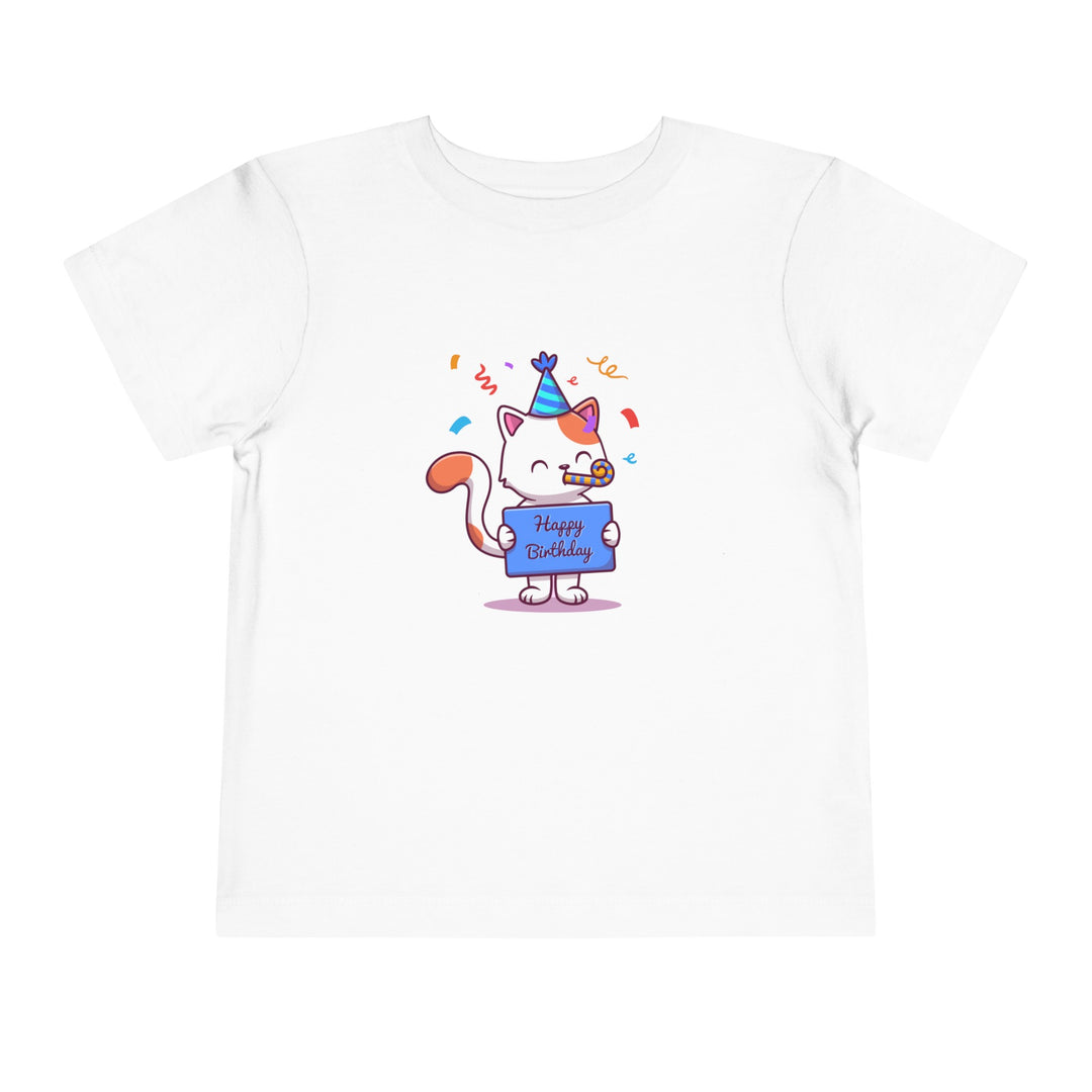 Birthday Celebration Cat Toddler Tee- Happy Little Kitty