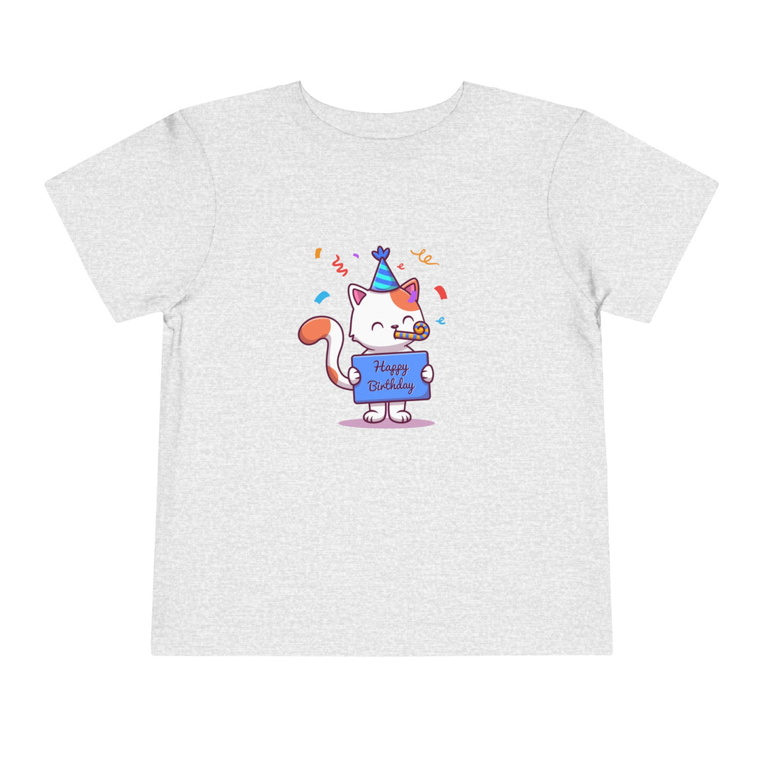 Birthday Celebration Cat Toddler Tee- Happy Little Kitty