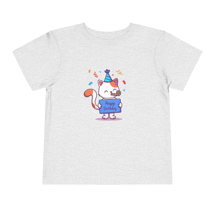 Birthday Celebration Cat Toddler Tee- Happy Little Kitty