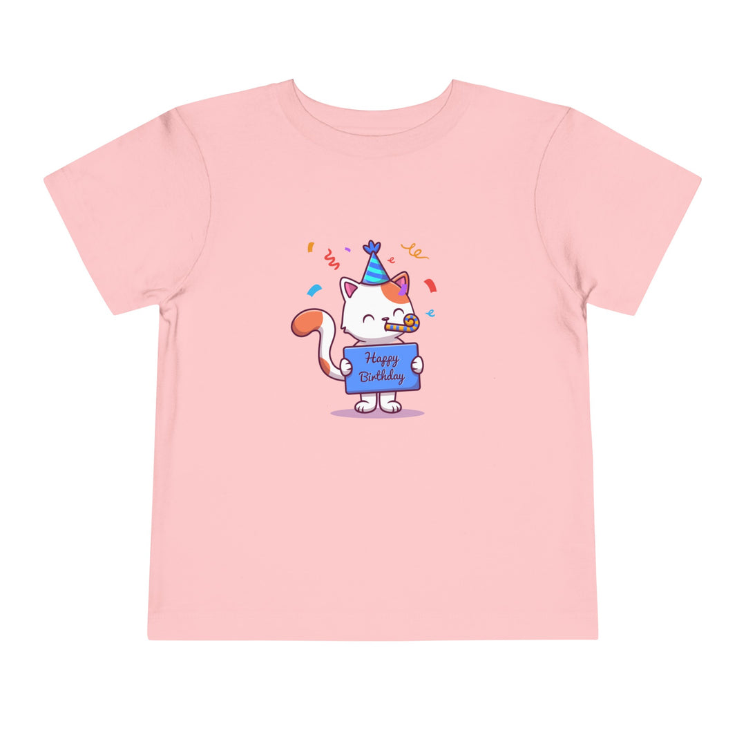 Birthday Celebration Cat Toddler Tee- Happy Little Kitty