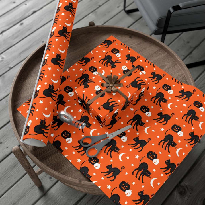 Black Cats and Pumpkins Gift Wrap - Happy Little Kitty