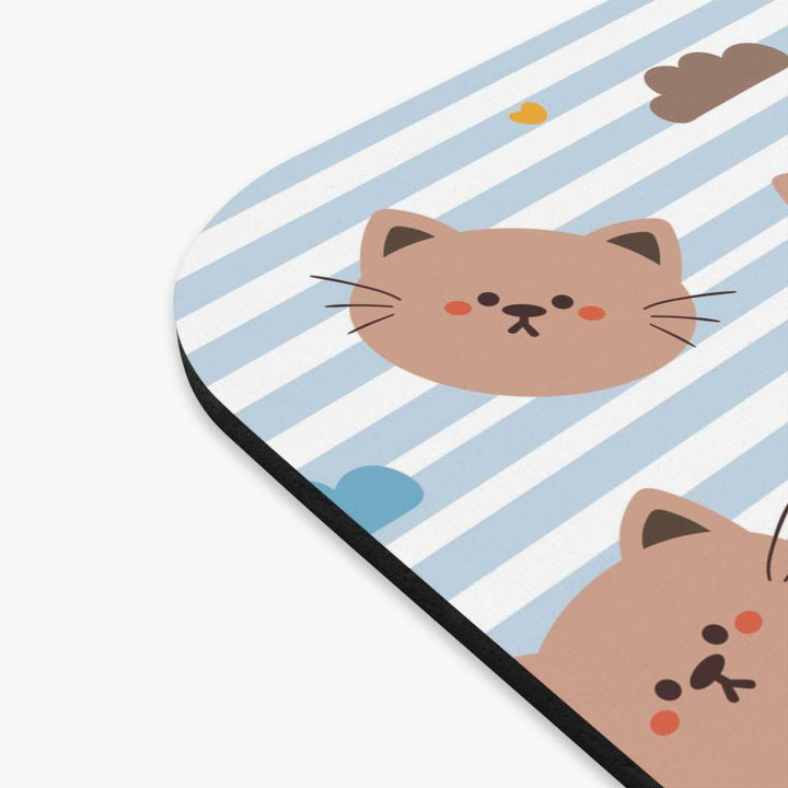 Blue Stripes Cat Mouse Pad - Happy Little Kitty