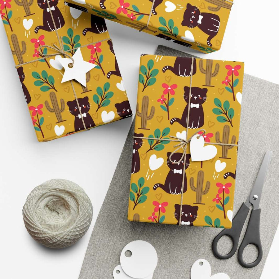 Cactus Cat Gift Wrap - Happy Little Kitty