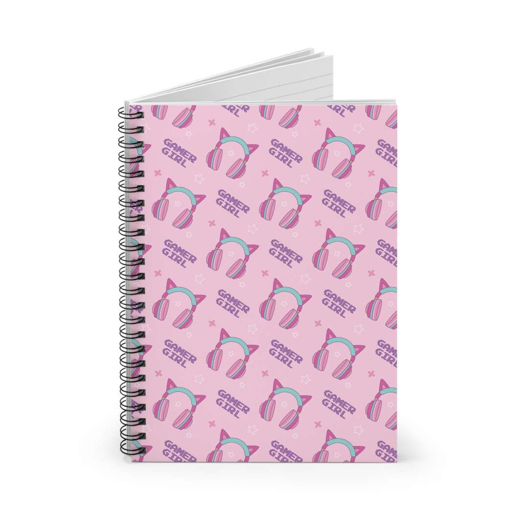 Cat Gamer Girl Spiral Notebook - Happy Little Kitty