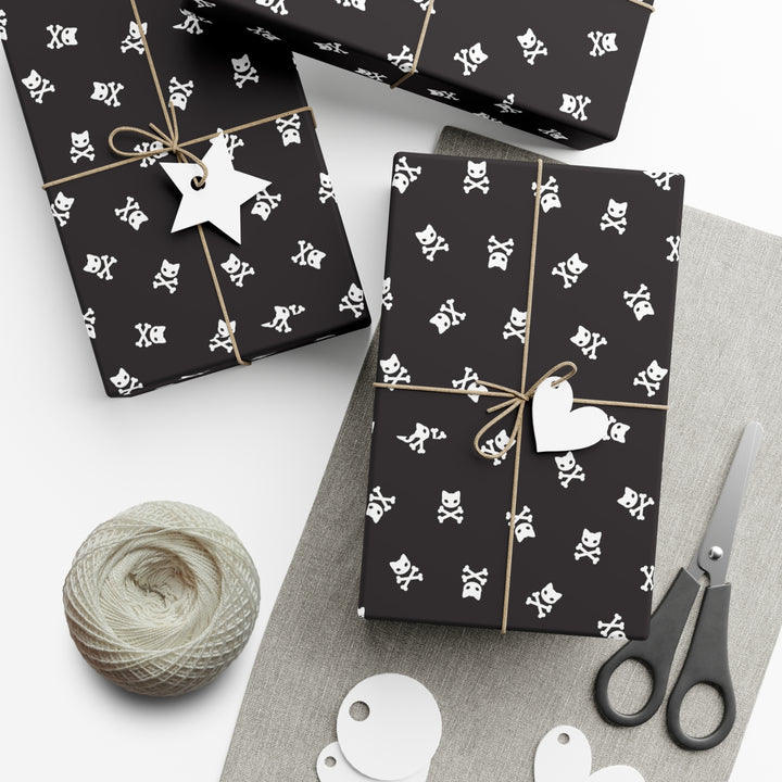 Cat Skull and Crossbones Gift Wrap- Happy Little Kitty