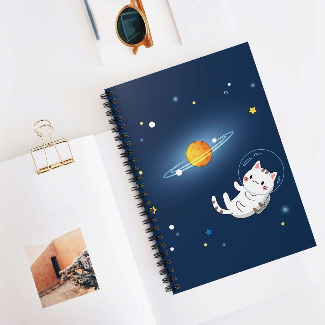 Cat in Space Spiral Notebook - Happy Little Kitty