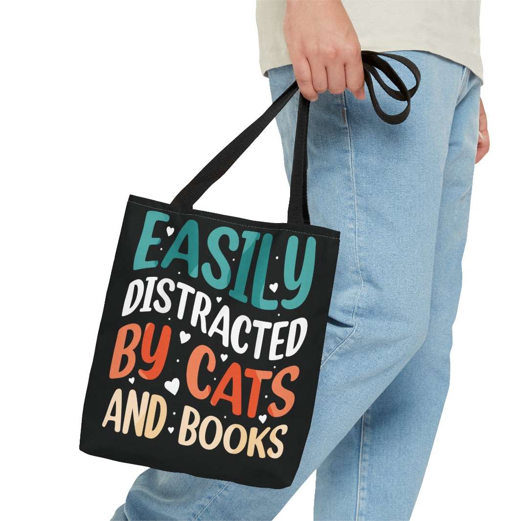 Cats and Books Tote Bag - Happy Little Kitty