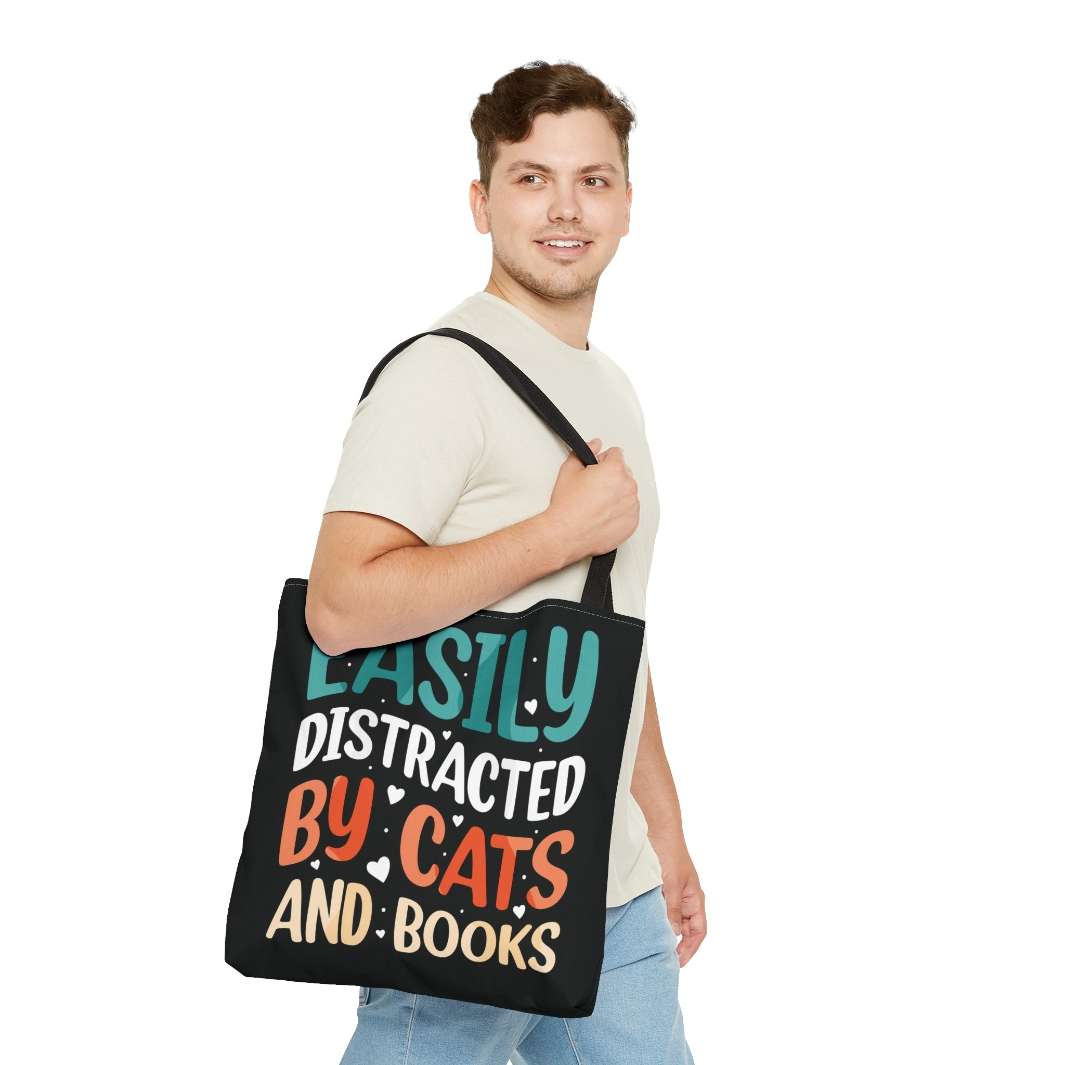 Cats and Books Tote Bag - Happy Little Kitty