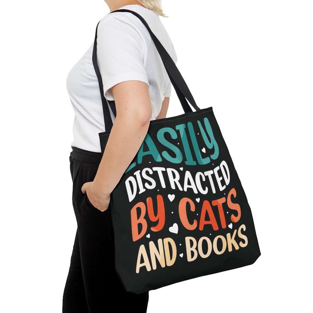 Cats and Books Tote Bag - Happy Little Kitty