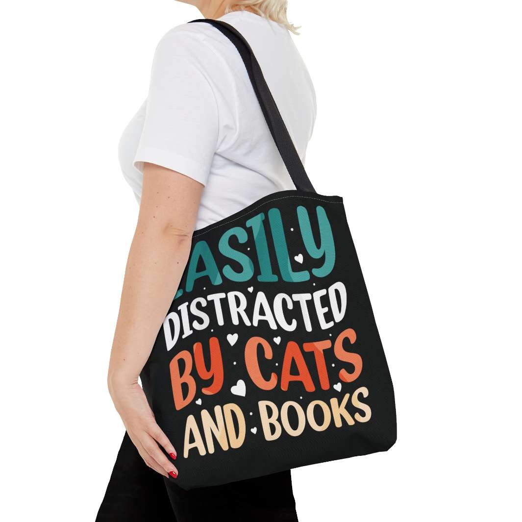 Cats and Books Tote Bag - Happy Little Kitty