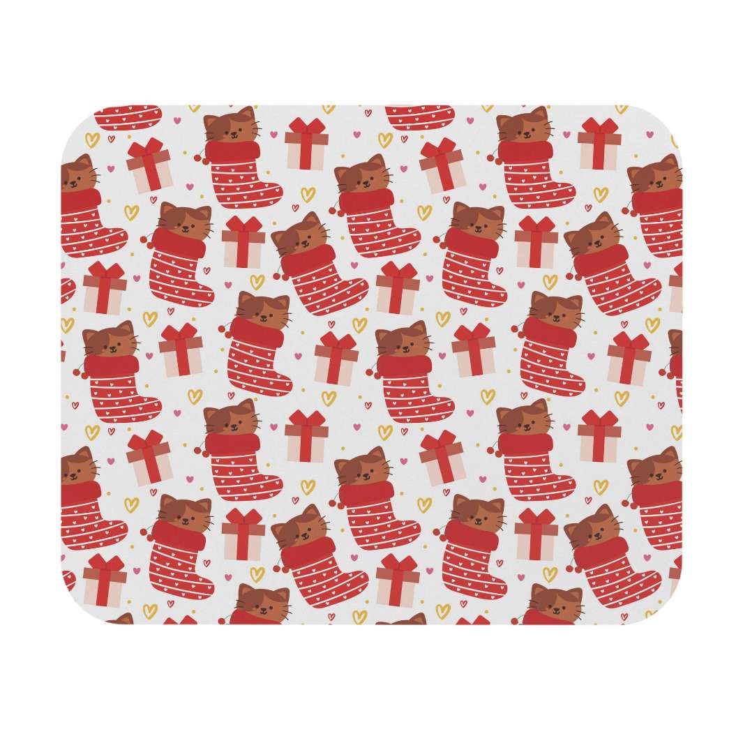 Christmas Stocking Cat Mouse Pad