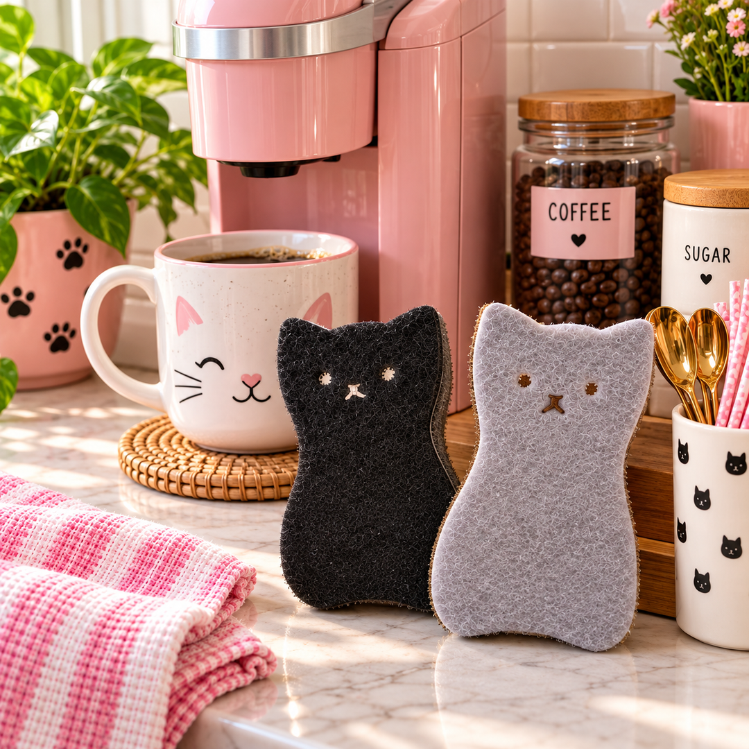Keep Things Clean Cat Kitchen Sponges- Set of Eight