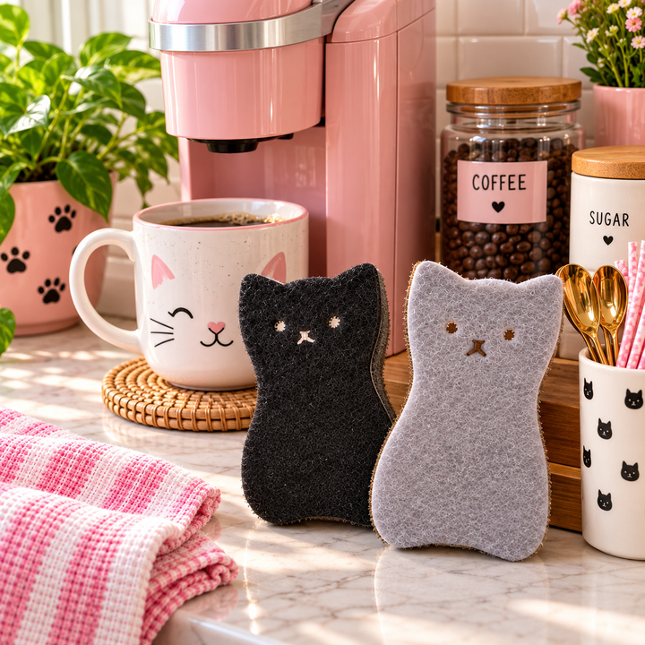 Keep Things Clean Cat Kitchen Sponges- Set of Eight
