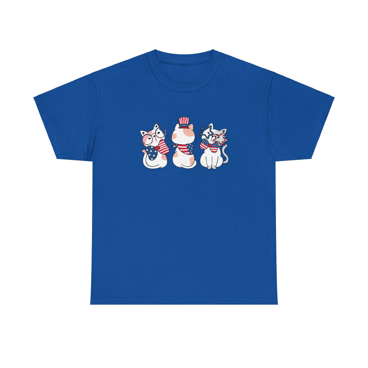 Flag Waving Cats CottonTee- Happy Little Kitty