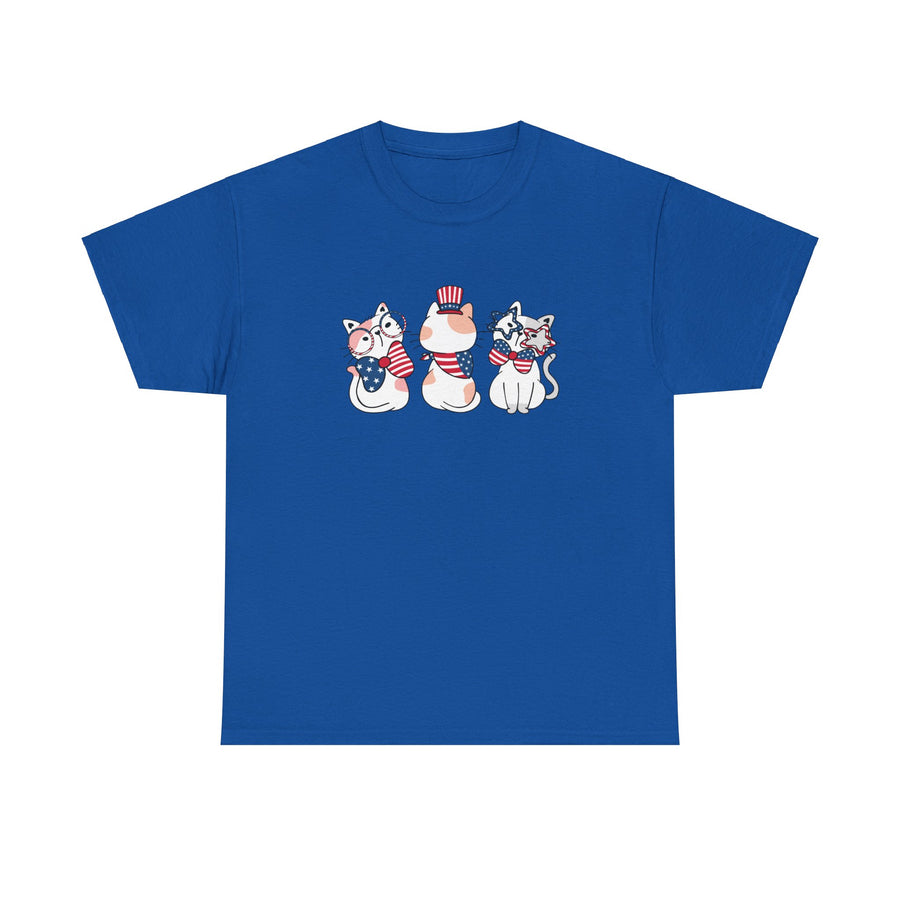Flag Waving Cats CottonTee- Happy Little Kitty