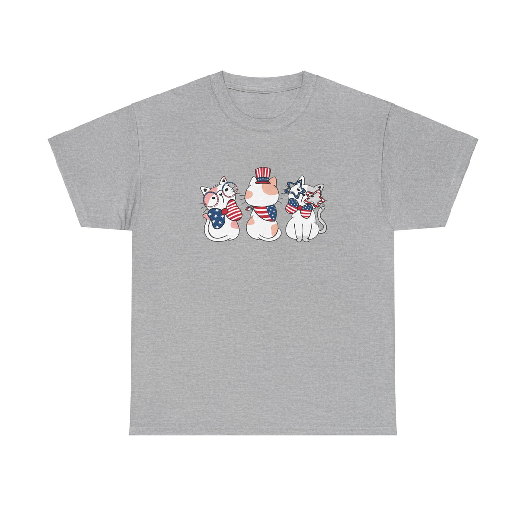 Flag Waving Cats CottonTee- Happy Little Kitty