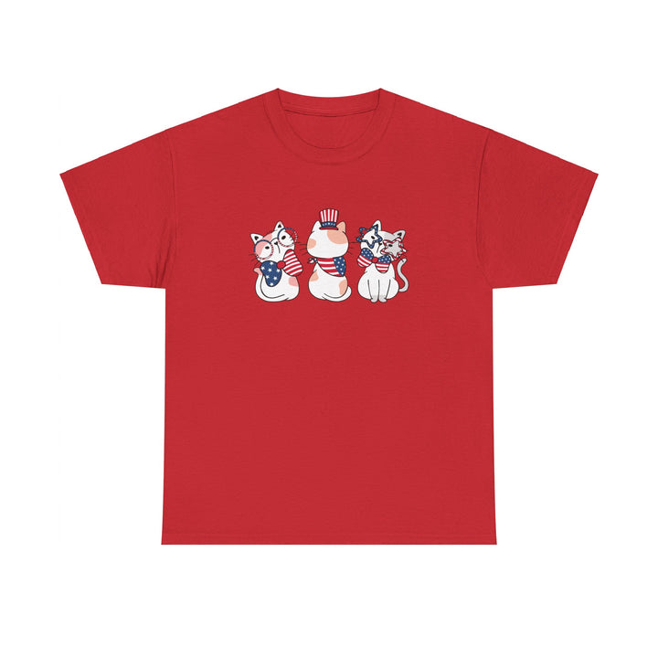 Flag Waving Cats CottonTee- Happy Little Kitty