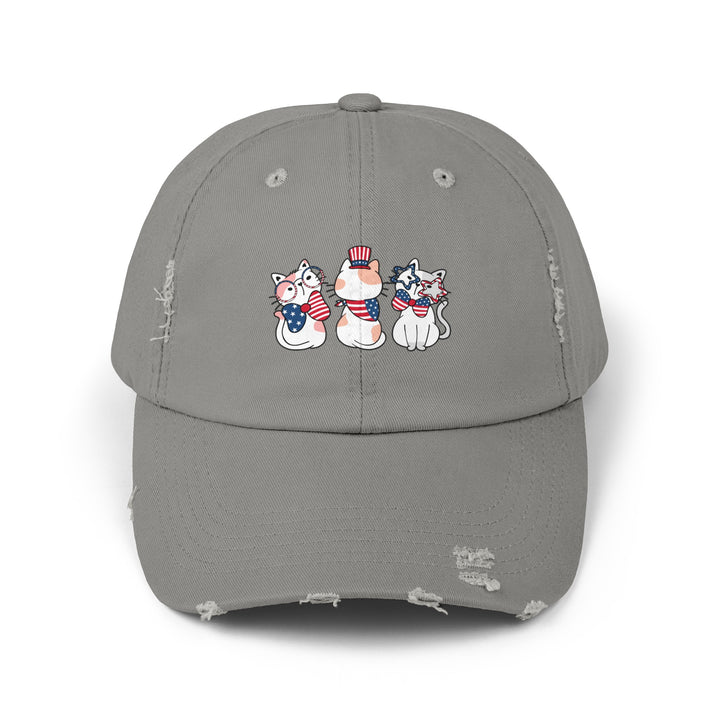 Flag Waving Cats Unisex Distressed Hat- Happy Little Kitty