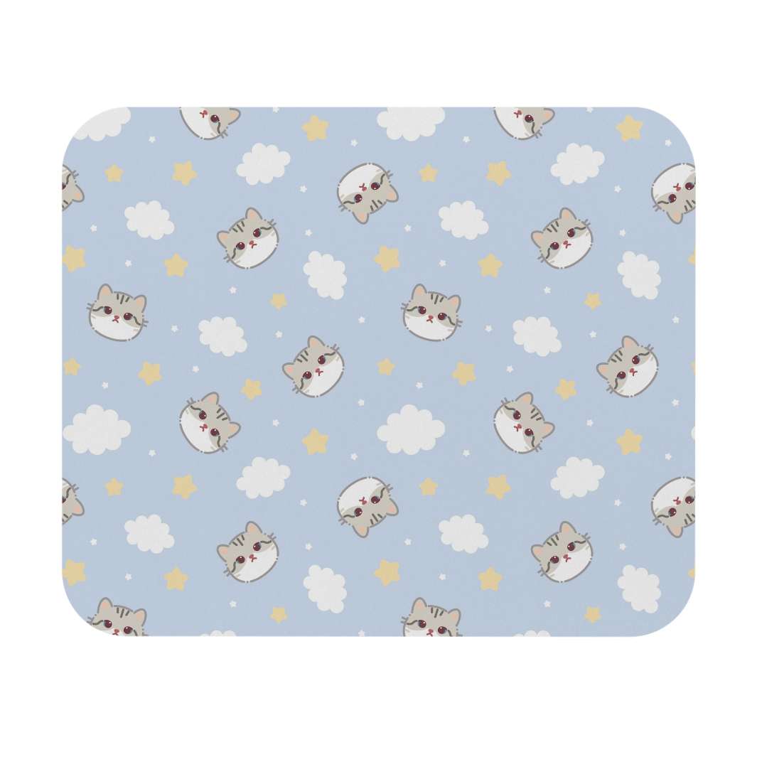 Gray Cat and Clouds Mouse Pad