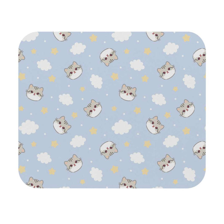 Gray Cat and Clouds Mouse Pad - Happy Little Kitty