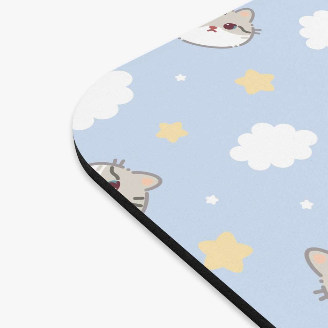 Gray Cat and Clouds Mouse Pad - Happy Little Kitty