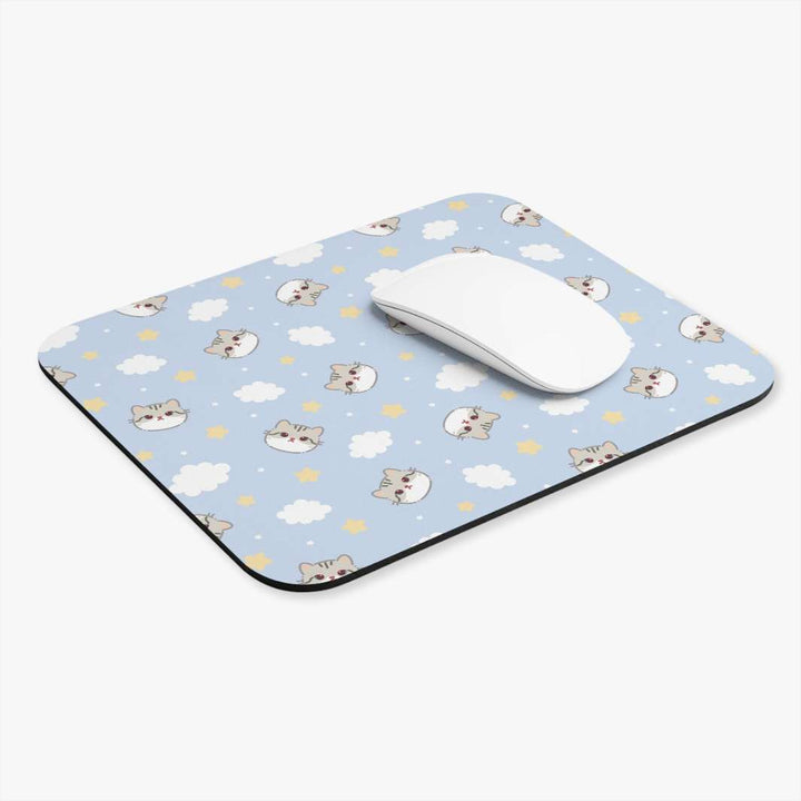 Gray Cat and Clouds Mouse Pad - Happy Little Kitty