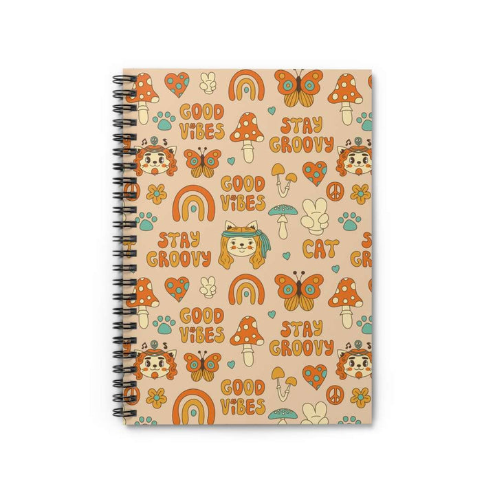 Groovy Cat Spiral Notebook - Happy Little Kitty