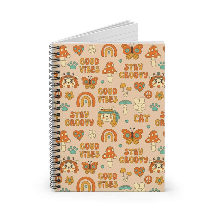 Groovy Cat Spiral Notebook - Happy Little Kitty