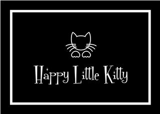 Black and white store logo- store name and outline of a kitty head and feet