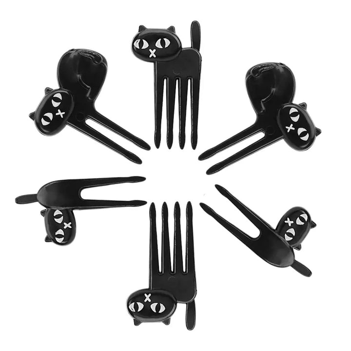 Black Cat Fruit Forks – Cute Reusable Snack & Appetizer Picks for Cat Lovers (Set of 12)