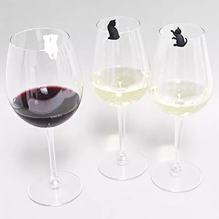 A-Meow-zing Time Cat Wine Charms – Set of 6 Silicone Glass Markers