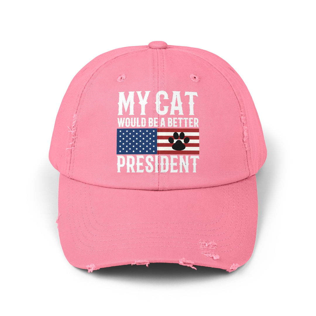 My Cat For President Distressed Hat- Happy Little Kitty