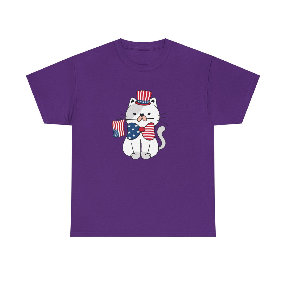 Patriotic Cat Cotton Tee- Happy Little Kitty