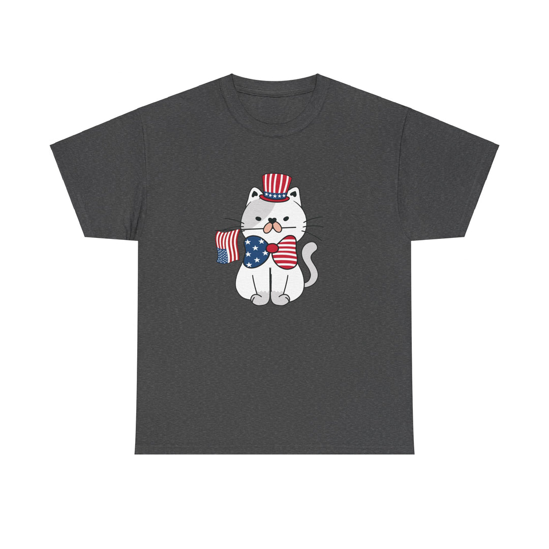 Patriotic Cat Cotton Tee- Happy Little Kitty