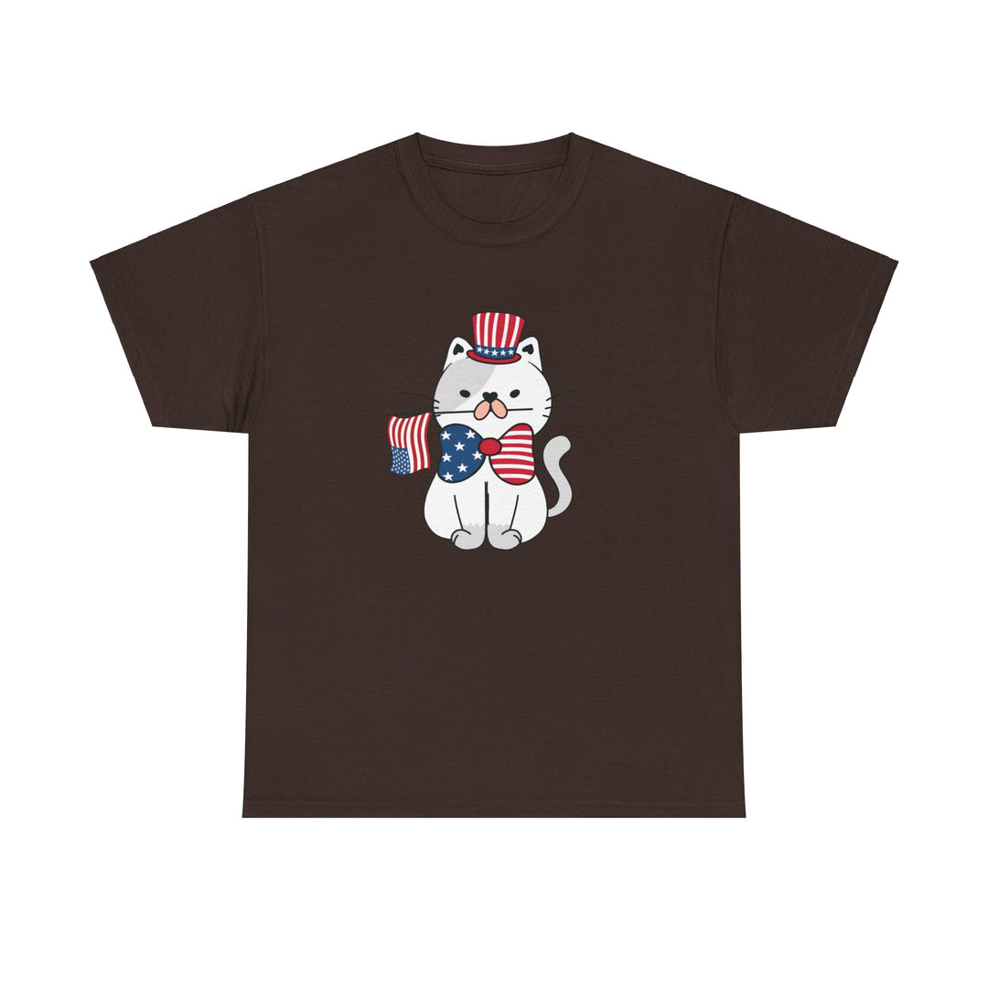 Patriotic Cat Cotton Tee- Happy Little Kitty