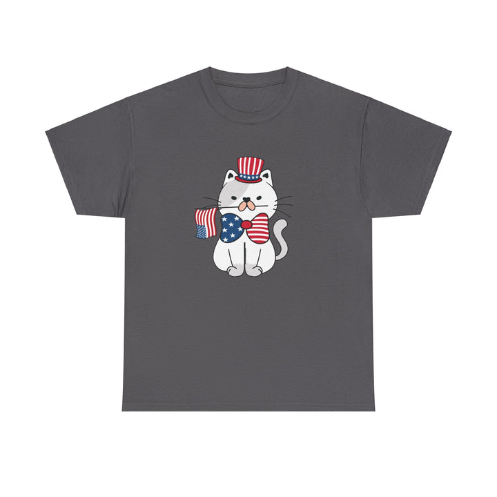 Patriotic Cat Cotton Tee- Happy Little Kitty