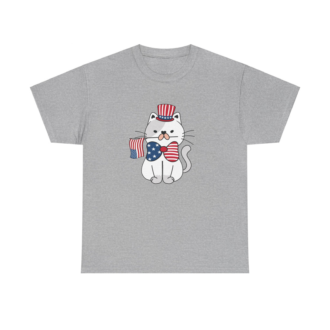 Patriotic Cat Cotton Tee- Happy Little Kitty