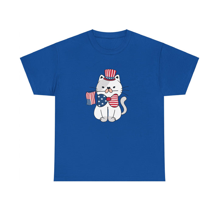 Patriotic Cat Cotton Tee- Happy Little Kitty