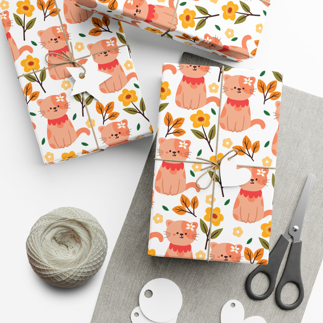 Petal Purrfection Gift Wrap- Happy Little Kitty