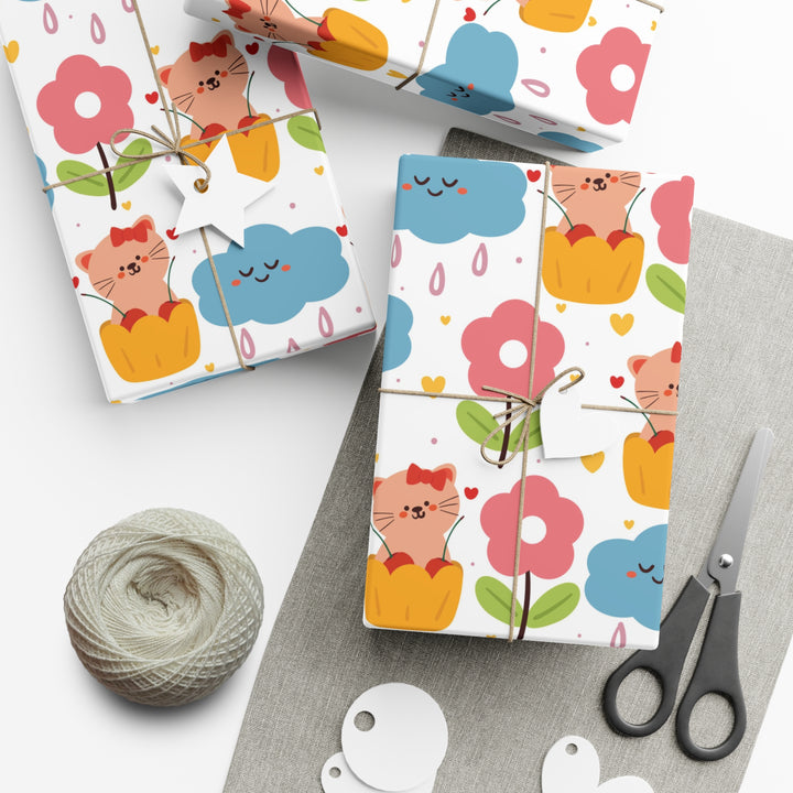 Raindrop Cats Gift Wrap-Happy Little Kitty