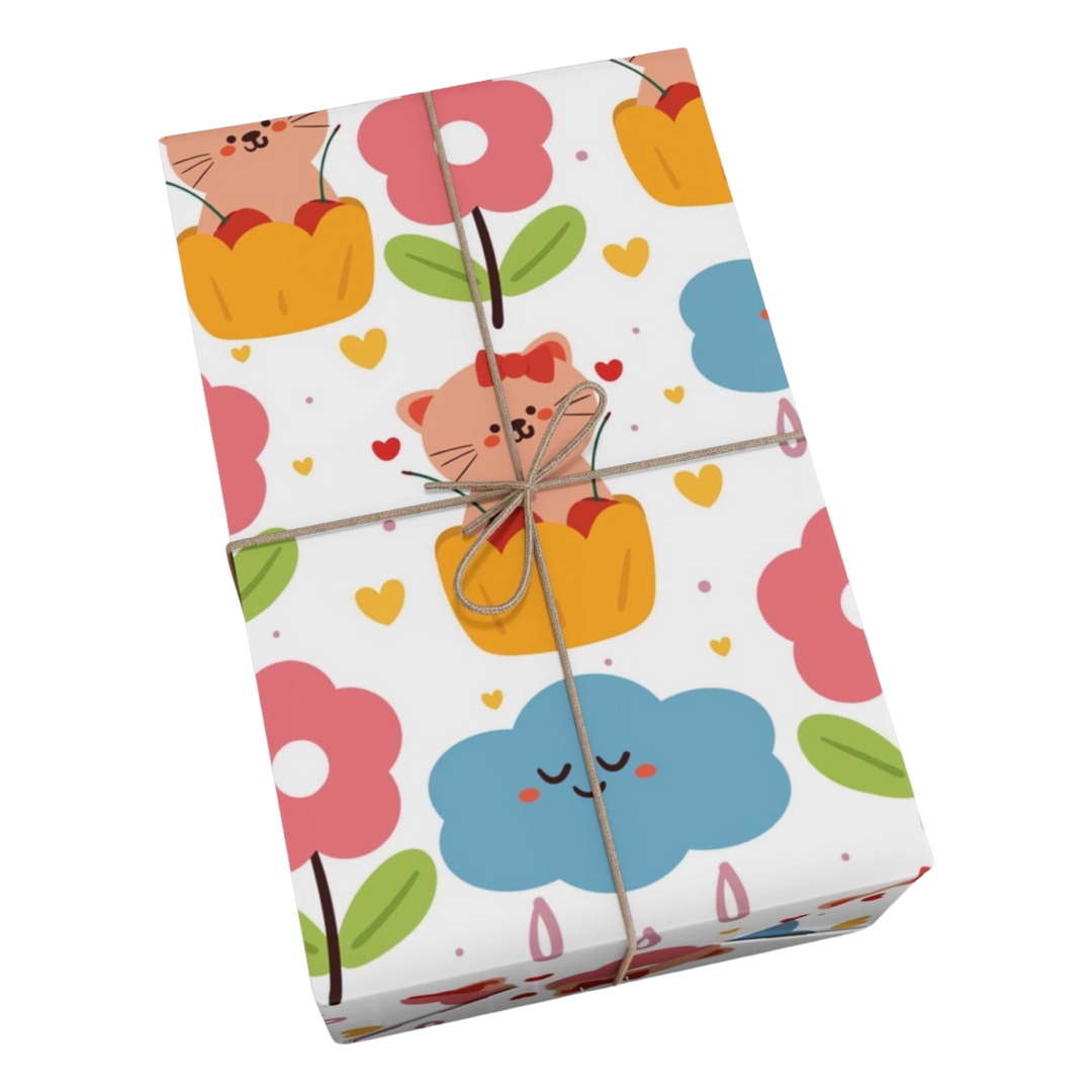 Raindrop Cats Gift Wrap - Happy Little Kitty