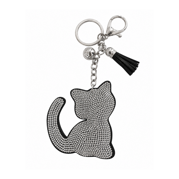 Sparkly Kitty Rhinestone Keychain