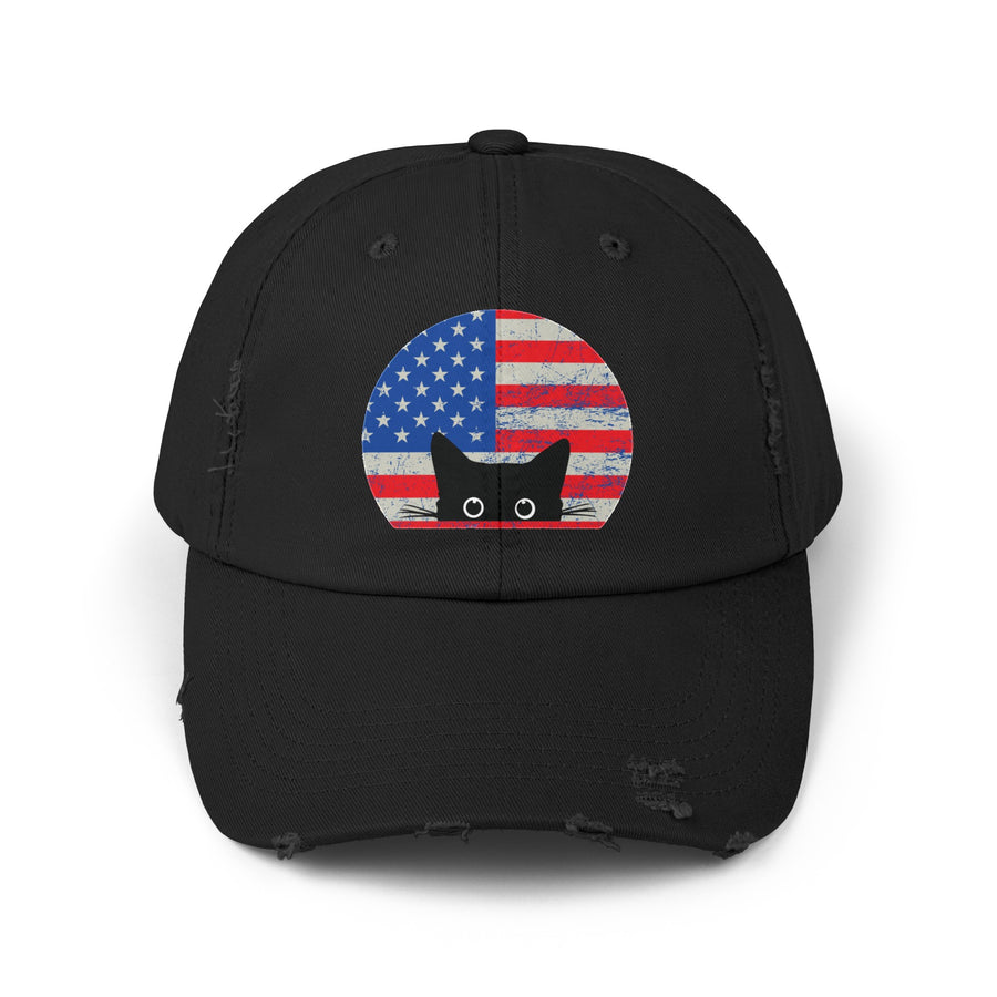Star Spangled Kitty Unisex Distressed Hat- Happy Little Kitty